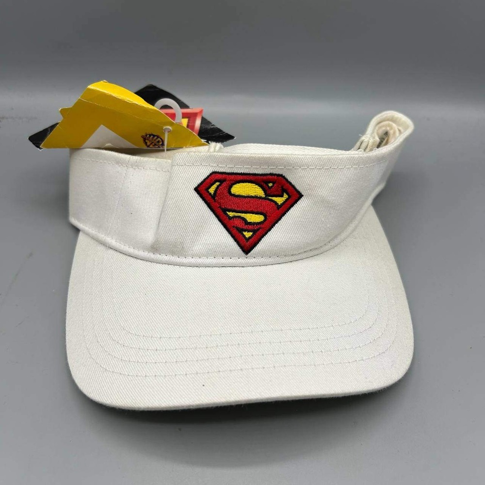 Superman Visor Hat Youth White Warner Bros. Strap Back Cap Cotton New